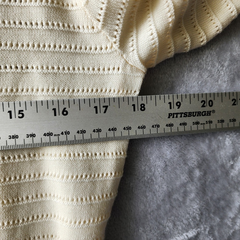 Madewell Womens Short Sleeve Size Medium Textural Stitch Crewneck Sweater Cream - Picture 7 of 10